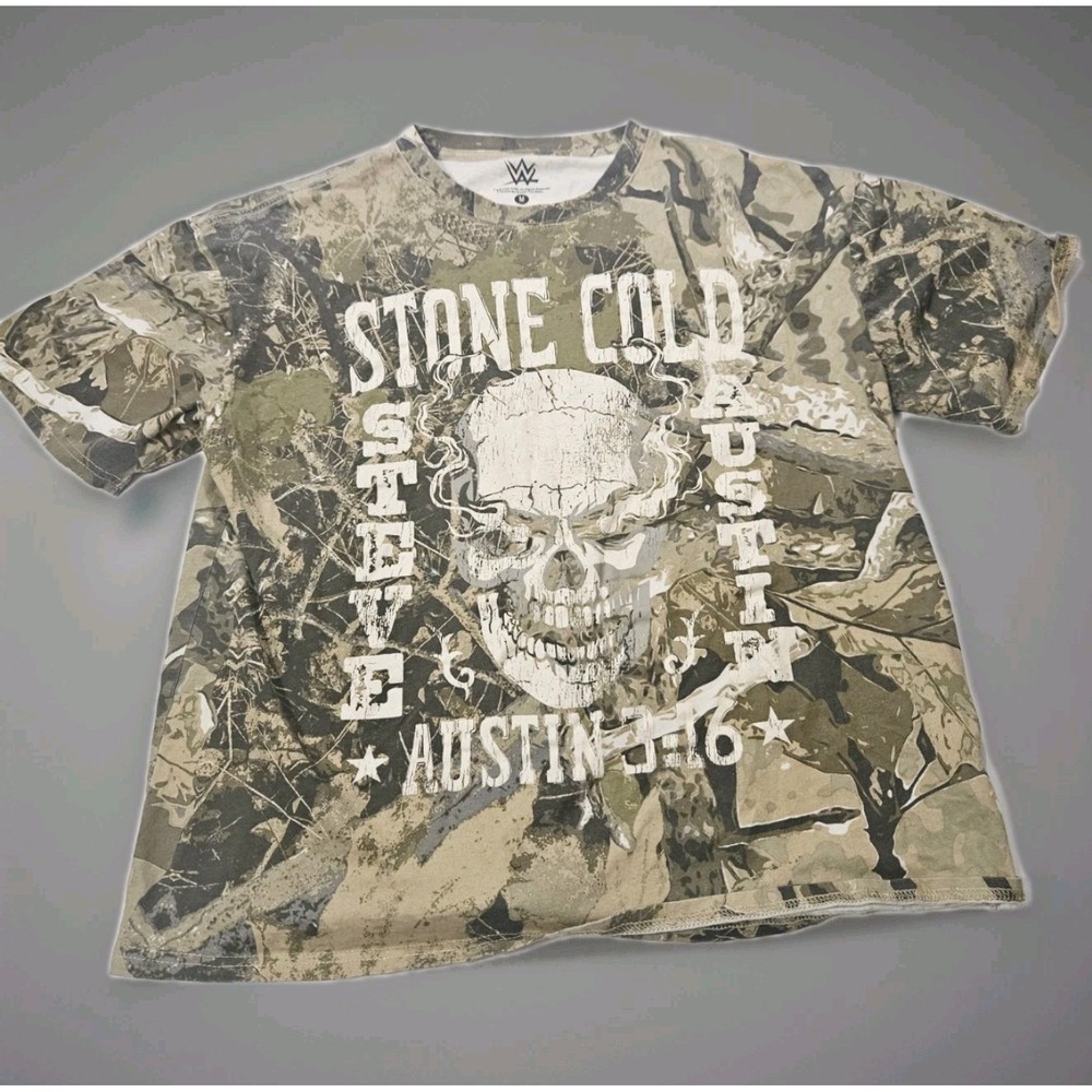 WWE Stone Cold Seve Austin 3:16 Skull T-Shirt Camo Wrestling Adult Size Medium